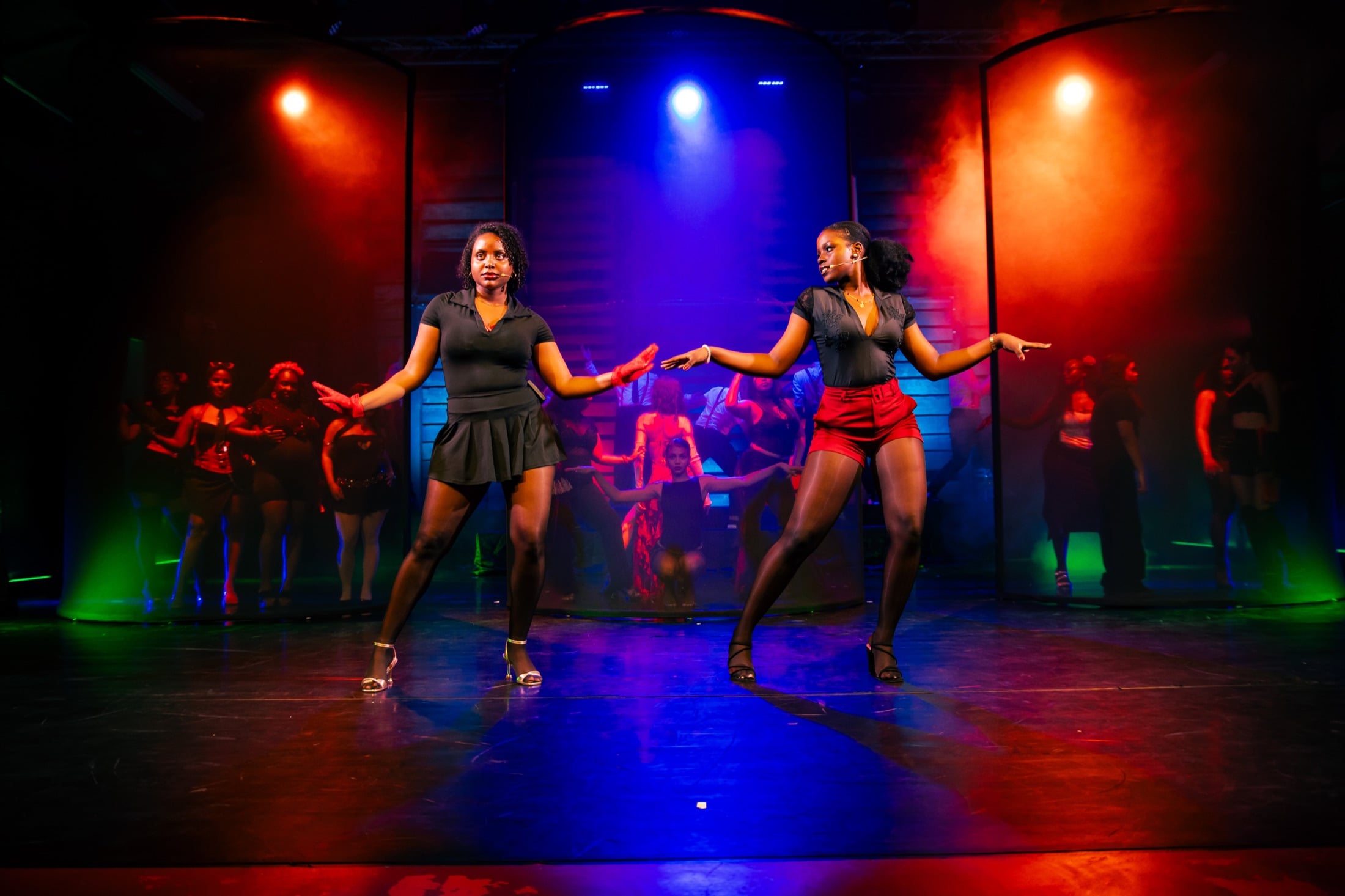 Adults taking part in an acting and performance workshop